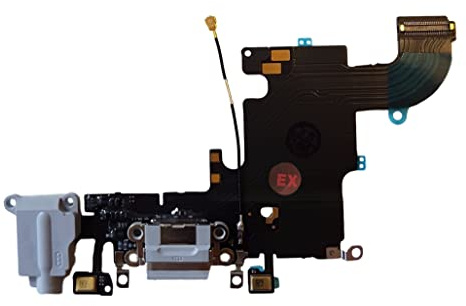 Smartex® Charging Port Flex cable compatible with iPhone 6S Light grey – Dock Connector with built in Microphone, Home button, Loudspeaker, Antenna