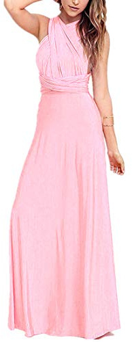 IMEKIS Vestido de noche elegante para mujer, multidirección, convertible, sin mangas, cuello en V, hombros descubiertos, dama de honor, boda, cóctel, fiesta, vestido largo, vestido de baile de