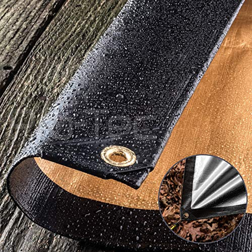 Tarpaulin 200GSM Extra Heavy Duty Builders Waterproof Ground Sheet Cover Black & Gold 6ft x 10ft (1.8m x 3m)