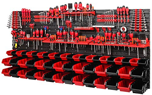 Lagersystem 780x1728mm Stapelboxen Wandregal 20 Halterungen Sichtlagerkästen Schüttenregal 50 Boxen 6 Fächer