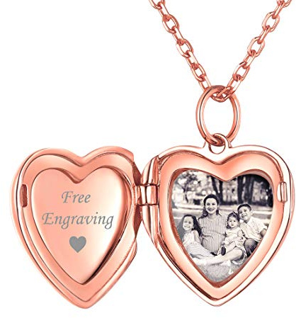 ChicSilver Personalisierter Foto Anhänger 925 Silber/Gold/Rosegold Herz Medaillon für Damen Herren, Personalisierter Amulett mit Flügel/Sonnenblume zum öffnen für Geliebte Liebeskind