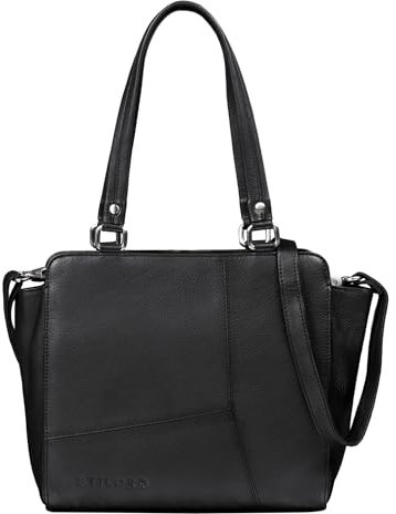 STILORD 'Anna' Elegante Ledertasche Damen Vintage Umhängetasche Leder Kleine Handtasche Frauen zum Umhängen Klassische Abendtasche Echtleder Tasche, Farbe:schwarz
