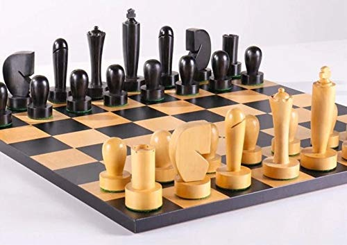 Einzigartige minimalistische Berliner Schachfiguren der Serie des 19. Jahrhunderts, nur Set - Ebonisierter Buchsbaum & natürlicher Buchsbaum - 2 zusätzliche Königinnen - König 3.8