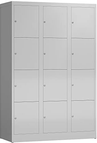 Lüllmann Schließfachschrank Fächerschrank 12 Fächer 1800 x 1200 x 500mm Spind (RAL 7035 Lichtgrau)