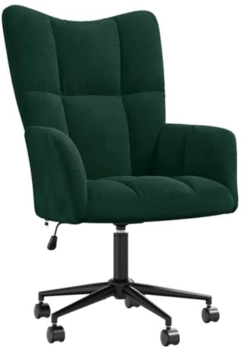 vidaXL Relaxsessel mit Rollen Höhenverstellbar Drehbar Fernsehsessel Polstersessel Polsterstuhl Relaxstuhl Sessel Ohrensessel Wohnzimmer Dunkelgrün Samt
