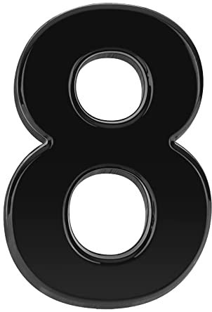 NeuWee Numeri civici autoadesivi 3D da 7.5 cm, Numeri di Indirizzo Impermeabili Adesivi, 0-9 plastica ABS nera Numeri di porta moderni per casa, ufficio, hotel, appartamento, camera parete (8)