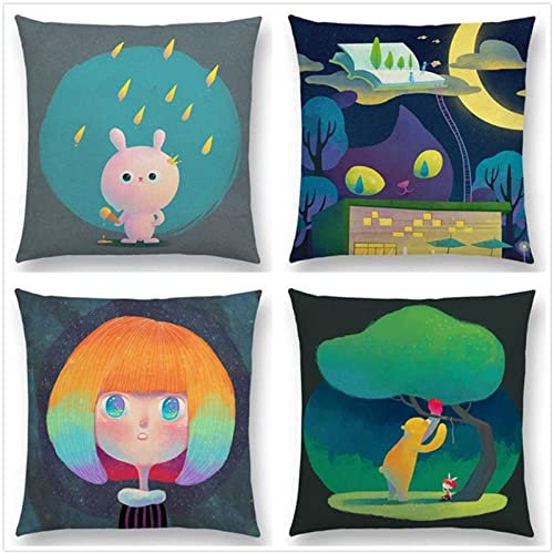 Tinnoon Kissenbezug 40x40cm 4er SetBoho Wohnzimmer Outdoor Deko, Schlafzimmer Zimmer Dekor Kissenhülle Kissenbezüge mit Verstecktem Reißverschluss, Couchkissen, Sofakissen Weinachten Sternentier