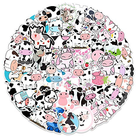 Norinoya 50 calcomanías de vaca lechera para niños, calcomanías para regalo de nacimiento, suministros de fiesta, calcomanías de pared para habitación de niños, calcomanías de manualidades
