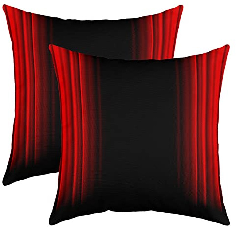 Loussiesd Abstrakte Geometrie 2er Set Kissenbezüge Kissenhülle 45x45 Kissenbezug Rot und Schwarz Linie Drucken Dekokissen Moderne Einfache Geometrische Sofakissen Abstrakter Schatten Kopfkissenbezug