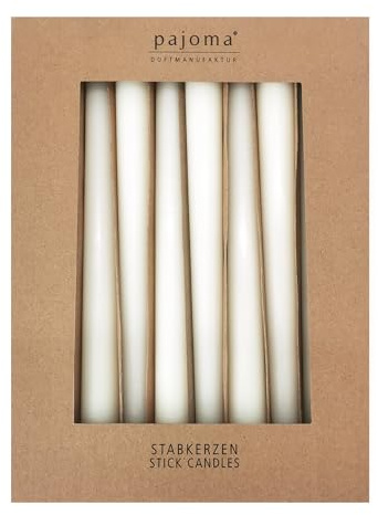 pajoma® Stabkerzen Cream 10 Stück - Höhe 25 cm ø 2,2 cm | Brenndauer 7 Stunden, Premium Qualität - einfarbige Spitzenkerzen