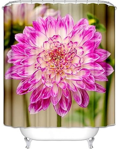 Homxi Duschvorhang mit Ösen Badewanne,180 W x 200 H cm,Duschvorhänge Rosa Pinke Blume Duschvorhang Polyester Ringe für Duschvorhang