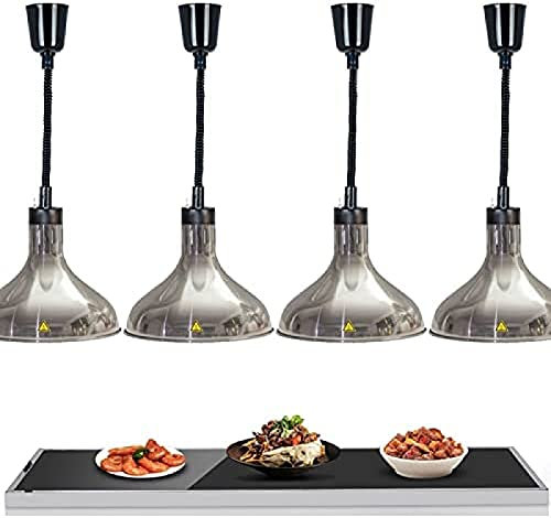 Food Heat Lamp Commercial, Hanging Food Warmer Lamp For Buffet Profession Kitchen Heating Equipment, Even Heat Dissipation, Cable Length 60-180cm Adjustable,Red Copper,B,