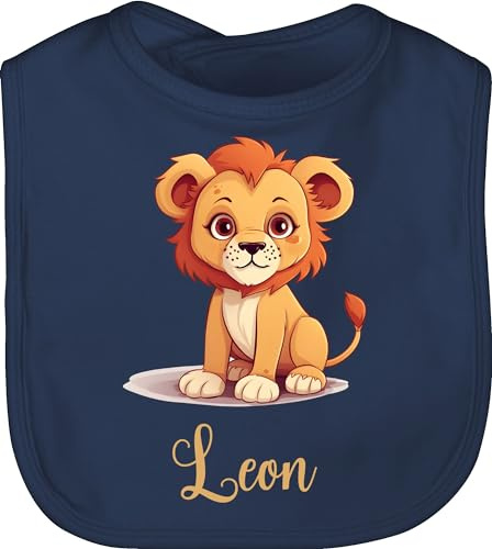Geschenk mit Namen personalisiert by Shirtracer - Baby Lätzchen - Löwen - Löwe König der Tiere Leu mit Namen - Zootiere Tiermotiv