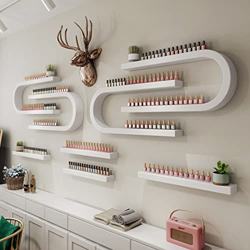 FUYAO Scaffale da parete per bottiglie di smalto per unghie, scaffale a forma di U per oli essenziali, profumo, organizer multifunzionale per salone/bellezza/negozio di unghie