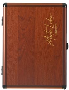 Martin Lodner - Single Alu Case Holzoptik small Logo. iTschtennis Alukoffer/Alu Case mit Schaumstoff für sichere Aufbewahrung von Tischtennisschläger und Bällen