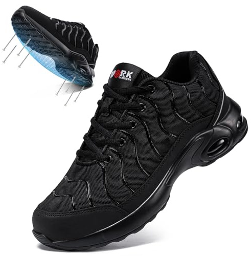 LARNMERN Steel Toe Shoes for Men Lightweight Puncture Proof Safety Toe Tennis Sneakers Comfortable Breathable Work Shoe Slip Resistant Zapatos De Trabajo para(11,Dark,LSE31270)
