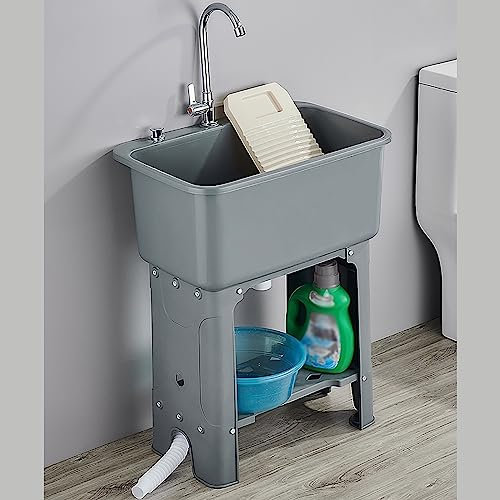 ZDMZR Plastic Freestanding Utility Tub, Slop Sinks for Laundry Room, Laundry Tub, for Workshop, Laundry Room, Garage (Color : A, Size : Big)