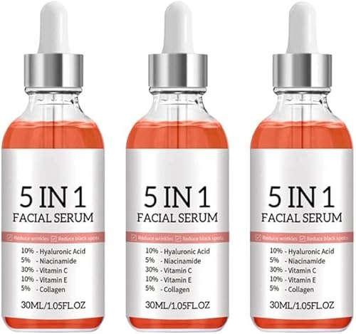 5 In 1 Facial Serum, 5 IN 1 Facial Serum, 5 IN 1 Anti-Aging Facial Serum, Advanced Collagen Boost Anti Aging Serum (3pcs)