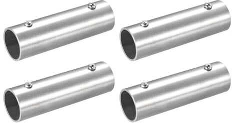 sourcing map 4Pcs Straight Pipe Fitting Connector, 202 Stainless Steel 2-Way Hand Rail Tube Connector 100mm Length, for 1(25mm) OD Handrail Railing