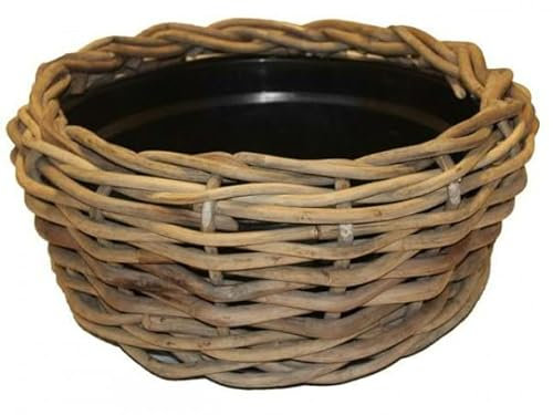 Klocke Dekorationsbedarf Rattan Pflanzschale mit Plastikeinsatz für drinnen und draußen, Durchmesser 30 cm (Groß (56cm))