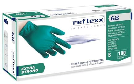 REFLEXX R68 300/1000 Guanti in nitrile VERDE - 6 GRAMMI senza polvere - VARIE TAGLIE OFFERTA - extrastrong usi chimici e meccanici (300 pezzi Taglia L)