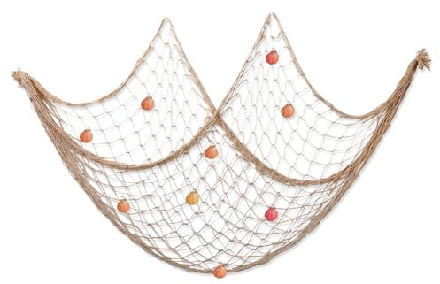 Dunkwckore Rete da Pesca, Conchiglie Decorative Naturale, Rete Pesca Decorativa Mare Reti da Parete Decorazione Casa o Ristorante, Decorazioni Stile Marittimo Cucita Mano (1 * 2m Bianco)