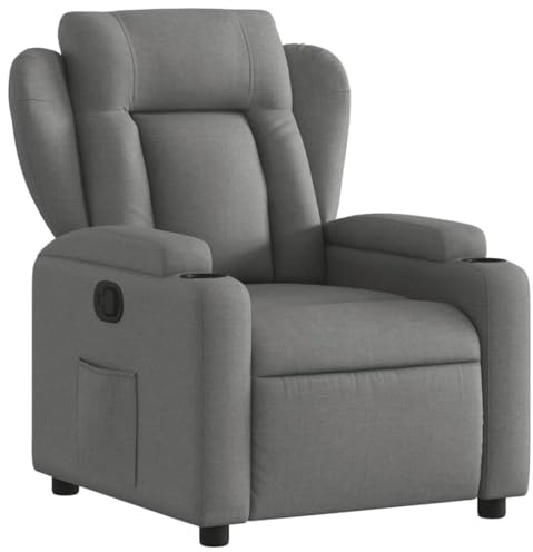 Willood Sillón Reclinable, Silla con Respaldo Reposabrazos, Sillón de Televisión Relax Descanso, Asiento para Salón Hogar, Tela Gris Oscuro