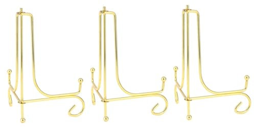 Zerodeko 3 Stück 5 Verkaufsständer aus Eisen ordnerregal buchattrappe Schmuckständer bretthalter Geschirrständer Schreibtisch-Geschirrhalter Eisenstaffelei Ausstellungsstand Golden
