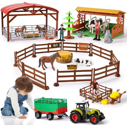 Herenear Animali Fattoria, Realistico Animali Giocattolo, Giocattoli Figure di Animali da Fattoria, Giochi Educativo Regalo per Bambini3+ Anni