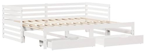 vidaXL Tagesbett mit Schubladen Weiß 90x200 cm Kiefernholz