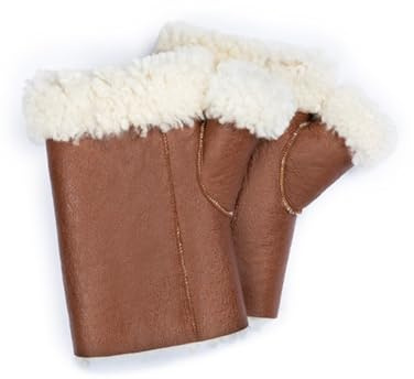 Valcuer 1887 Fingelose Handschuhe Finger Free VC warme Unisex Fäustlinge aus hochwertigem Lammfell, Fell, Leder - bequem, warm und hochwertig in Schwarz und Cognac