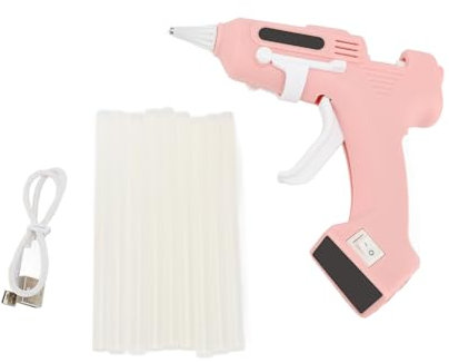 Heißklebepistole, Mini-Klebepistole, blau, kabellos, hohe Viskosität, Heißklebepistole mit 10 7-mm-Sticks, wiederaufladbar über USB, heizt sich in 1-2 Minuten auf, tragbar für Heimwerker, Reparaturen