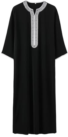 Midiskye Herren Kaftan Schwarz Abaya Arabische Kleidung Thobe Islamische Geschenke Ramadan