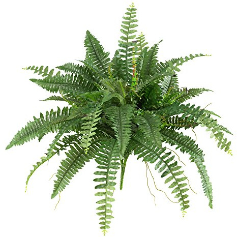 Nearly Natural 40-in Artificial Boston Fern, Large Hanging Fake Plant Wall Decor with 56 Fronds, Faux Fern Vines that Look Real for Home and Office Decor