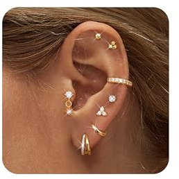 Diamday 8 Paar Ohrringe Gold Silber Chirurgenstahl Piercing Ohr Helix Piercings Ohrstecker Gold Medizinische Ohrstecker Hypoallergene Creolen Ohrringe Set Piercing Ohr Conch Tragus Helix Piercings Set