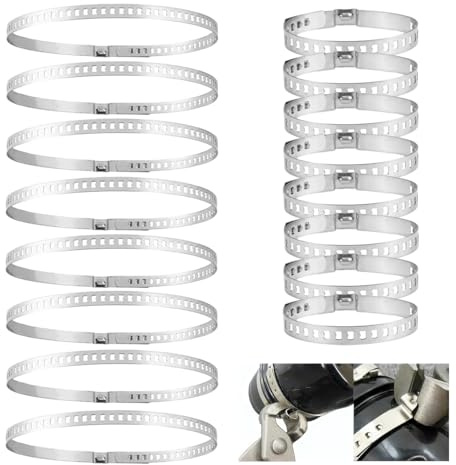 16 Stück Universal CV Achsmanschetten Schellen, Verstellbare Klemmschelle | Achsmanschette 8 Große (50mm-120mm), 8 Kleine (20mm-50mm) Edelstahl CV Schlauchschellen Set für die Meisten Fahrzeuge
