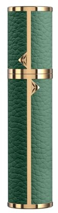 3zorqinron 8ML Travel Perfume Refillable Atomizer, Mini Genuine Leather Cologne Sprayer, Protable Pocket Size Empty Fragrance Spray Bottle (Green)