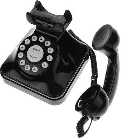 Teléfono Retro Fijo de Escritorio Cable, Negro Abs