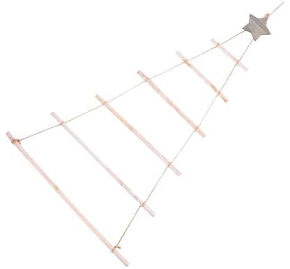 HIAKDOFT Weihnachtlicher Wandbehang Baumzweig Dekoration mit Stern und Seil Holz Weihnachtsbaum Dekoleiter für Kreative DIY Christbaumschmuck Rustikaler Tannenbaum Wanddeko
