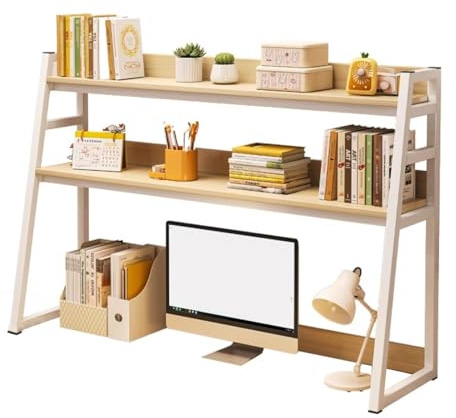 Leiterregal mit 3 Ebenen, stilvolle Wandmontage, Aufbewahrung für Zuhause, Büro und Wohnheim, platzsparendes Design, multifunktionaler Schreibtisch, 115 x 90 cm, Beige