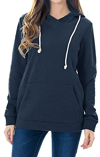Smallshow - Felpa con cappuccio in pile per allattamento premaman, Blu denim, S