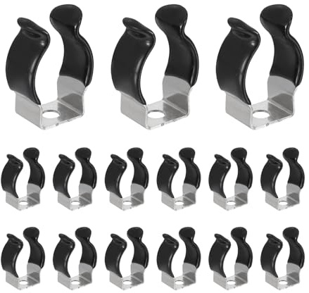 QUARKZMAN 115 Piezas Soporte Con Clip En U T6 25 mm De Altura Negro | Clip Para Tubo LED Fluorescente De Acero Inoxidable, Abrazaderas Para Tubo De Soporte De Lámpara De 15 mm 19/32