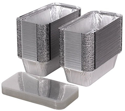 40 Alu-Behälter eckig mit alu-kaschierten Karton-Deckeln 940ml. Backformen/Leberkässchalen/Lasagne-Schalen/Lunch-Boxen