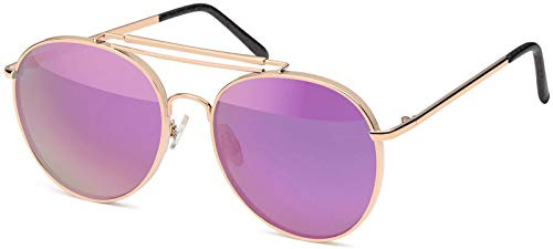 styleBREAKER Unisex Piloten Sonnenbrille Flachgläser UV400 | Doppelter Steg, Kat. 3 Schutz, Premium Polycarbonat-Gläser, robuster vollumrandeter Metallrahmen, inkl. Putztuch & Etui.