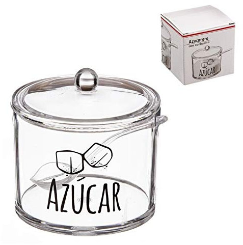 D,casa - Azucarero de Cocina Original acrilico diseño Frase AZUCAR