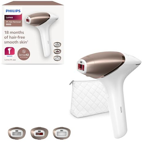 Philips Lumea 9000 Series IPL Hair Removal Device - Laser Hair Removal Alternative, SenseIQ Technology, 3 Attachments for Body, Face and Precision Areas, Corded & Cordless Use, Model BRI955/00