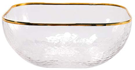YARNOW Glasschale Goldrand Glasschale Salatschüssel Salatschale Müslischüssel Servierschalen Glasschüssel Dessert Bowl Stapelschale Schüssel mit Goldrand für Küche Werkzeug Essensbehälter