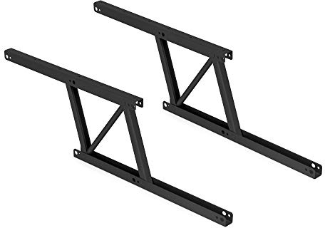 Emuca - Juego de 2 mecanismos elevables para mesas de centro, Bisagra de Mesa elevadora, permite elevar la mesa 135mm, Acero, Pintado negro