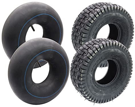 SECURA 2 pneus incl. chambre à air valve droite 15x6.00-6 compatible avec divers tondeuse autoportée