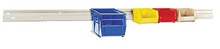 Quantum Storage Systems QRU-1WHC Wall Rail, 48 L x 5/8 W x 3 H, 125 lbs Capacity, Carbon Steel, Oyster White with Oyster Bins